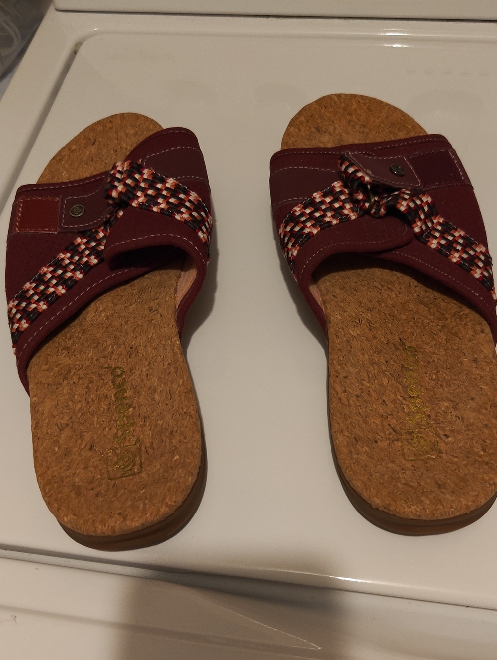 Spenco Maroon Cork Footbed Slide Sandals
